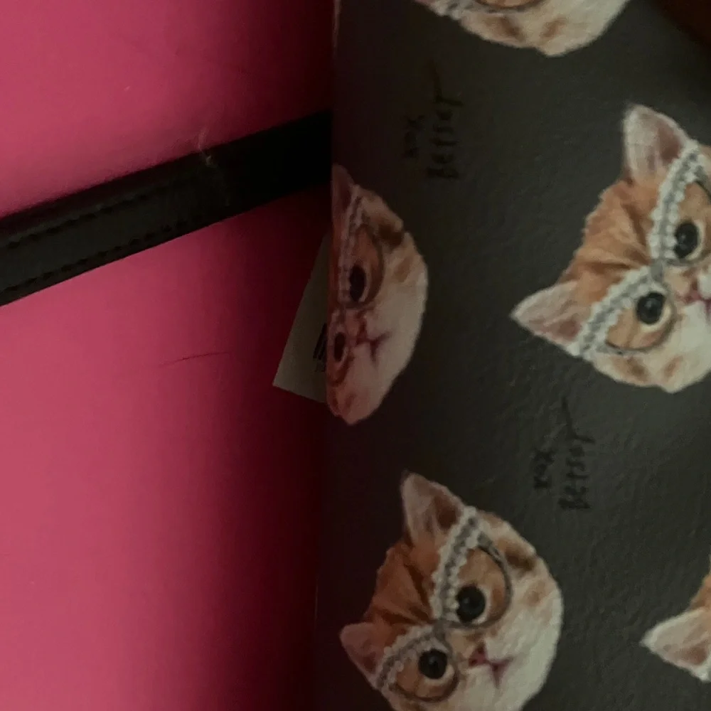 Betsey Johnson Cat Print Pouch - Black and Brown